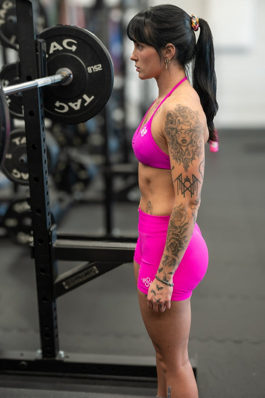 Flame Pink Impact Sports Bra - Blaise Training Never Settle