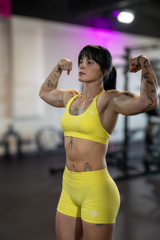 Lemonade Yellow Impact Shorts - Blaise Training Never Settle
