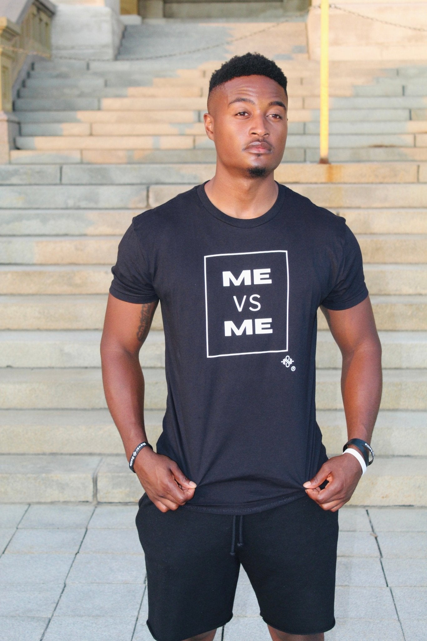 ME VS ME (Never Settle Shirts) White design - Blaise Training Never Settle