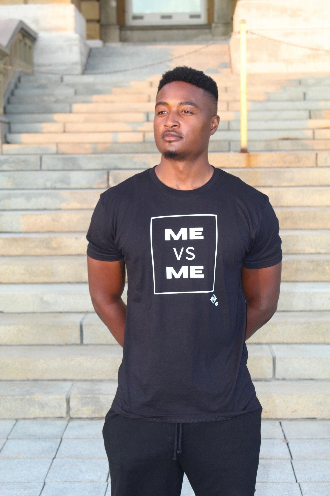 ME VS ME (Never Settle Shirts) White design - Blaise Training Never Settle