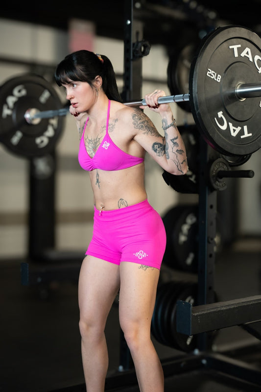 Flame Pink Impact Sports Bra - Blaise Training Never Settle