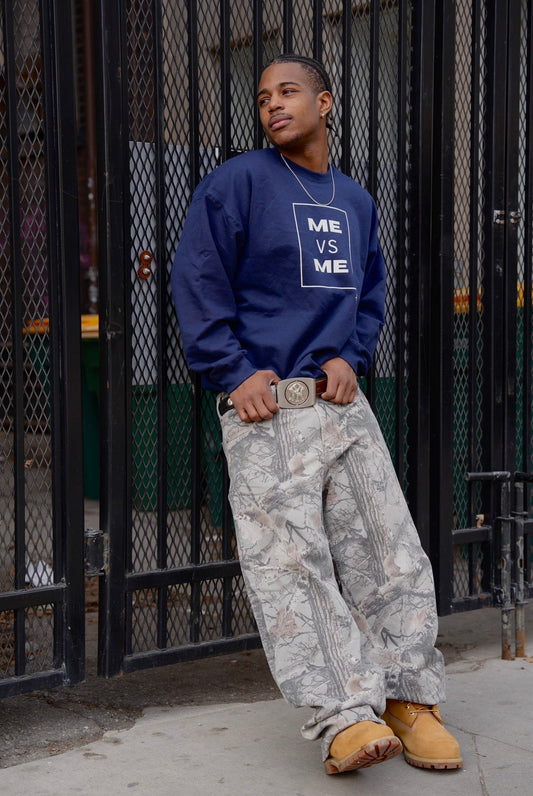 ME VS ME Navy Blue & White - Crewneck - Blaise Training Never Settle