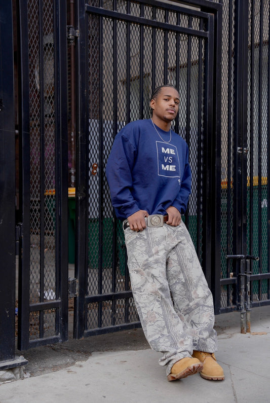 ME VS ME Navy Blue & White - Crewneck - Blaise Training Never Settle