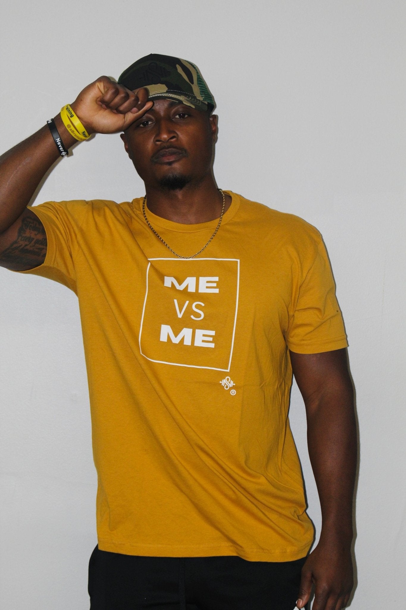 ME VS ME Texas Antique Gold & White (Never Settle shirts) - Blaise Training Never Settle