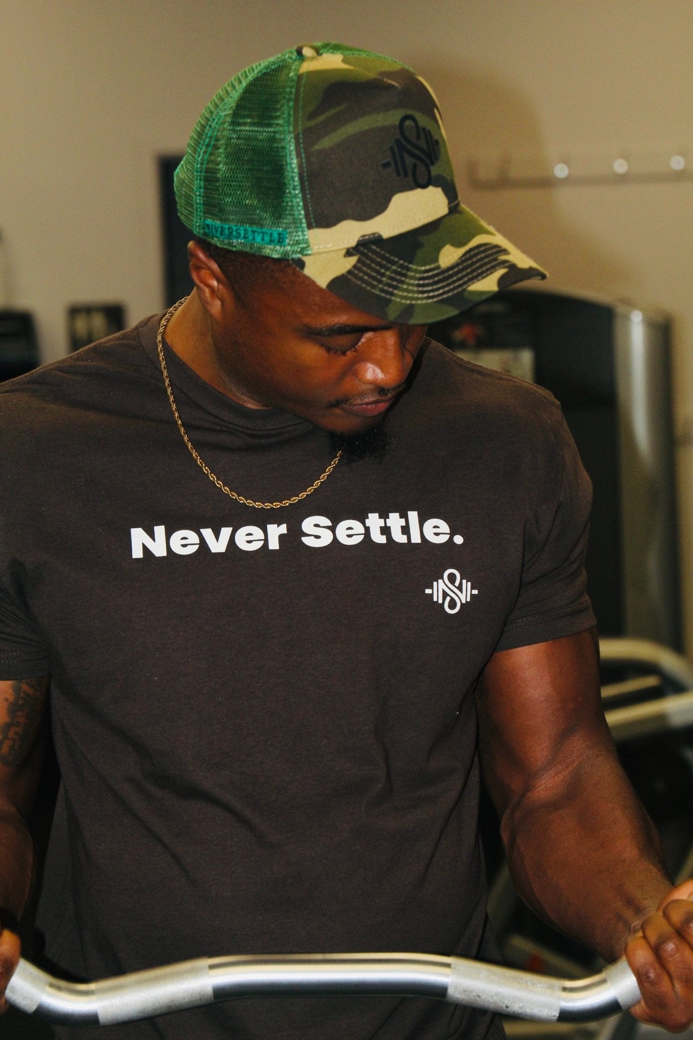 Never Settle Quote Shirt - Brown - Blaise Training Never Settle