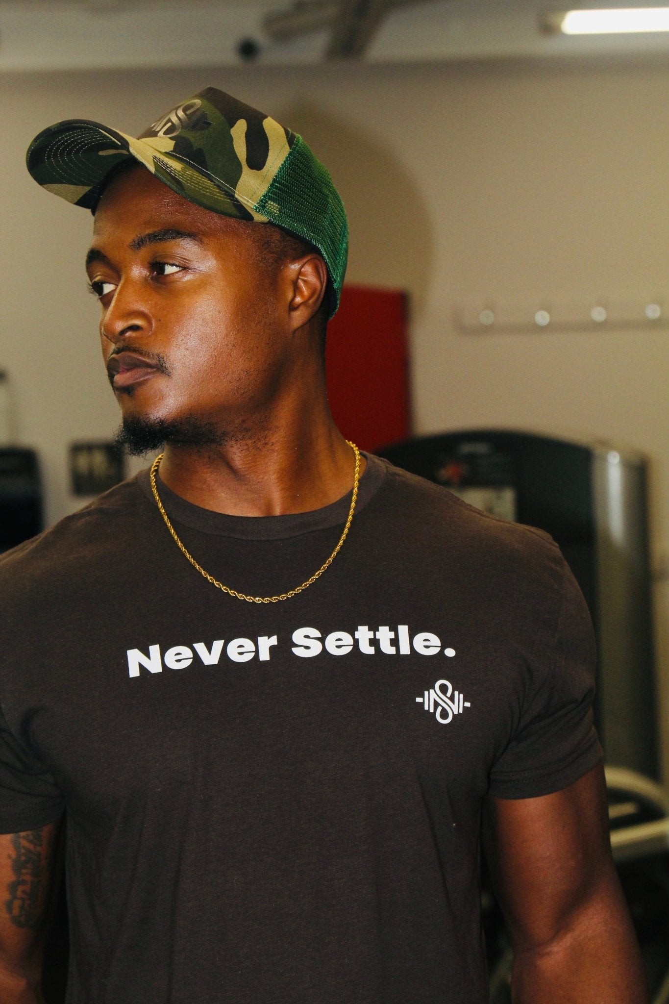 Never Settle Quote Shirt - Brown - Blaise Training Never Settle