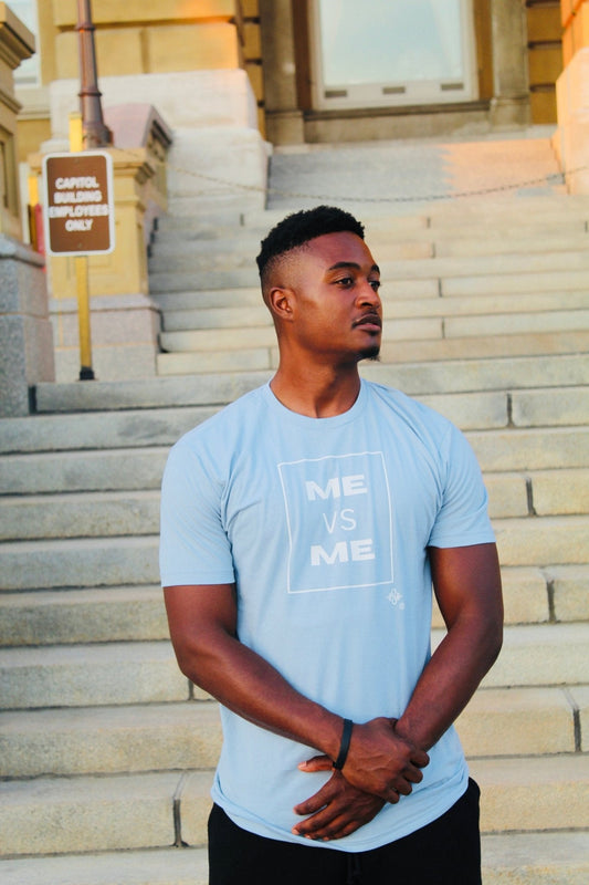 ME VS ME (Never Settle Shirts) White design - Blaise Training Never Settle